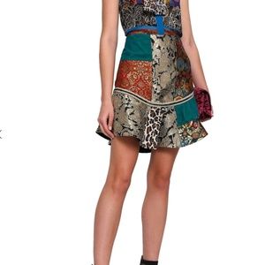 Alice + Olivia Eriko patchwork brocade skirt